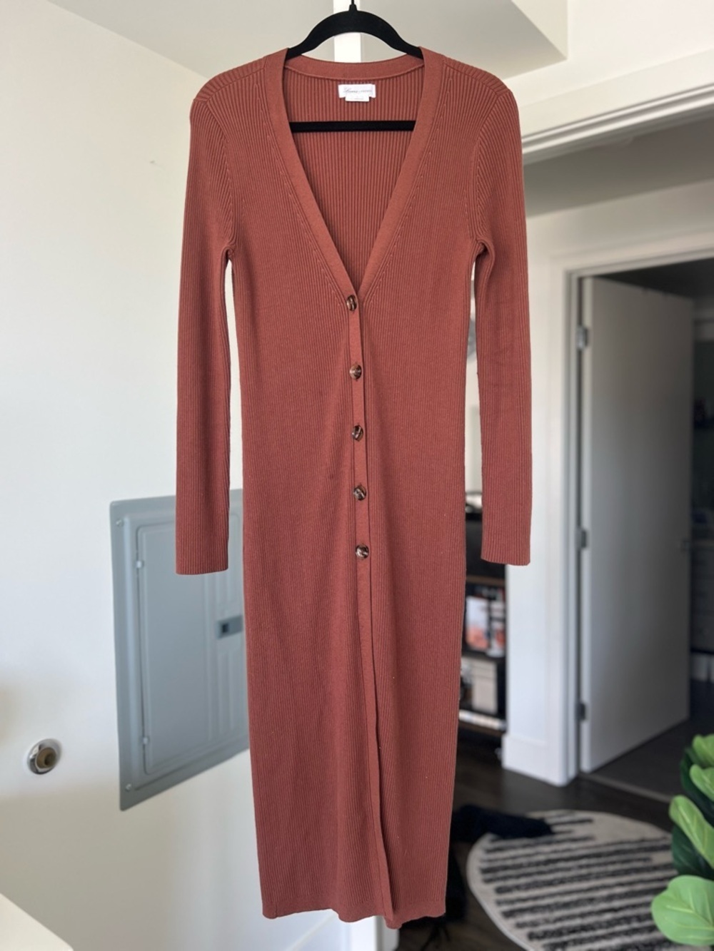 Lovers + Friends Ribbed Long Sleeve Dress- Rust/Red- S